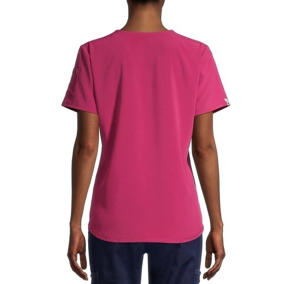 ScrubStar Women’s sz L Wild Raspberry Active V-Neck Nurse Medical Scrub Top NWT - Picture 3 of 7